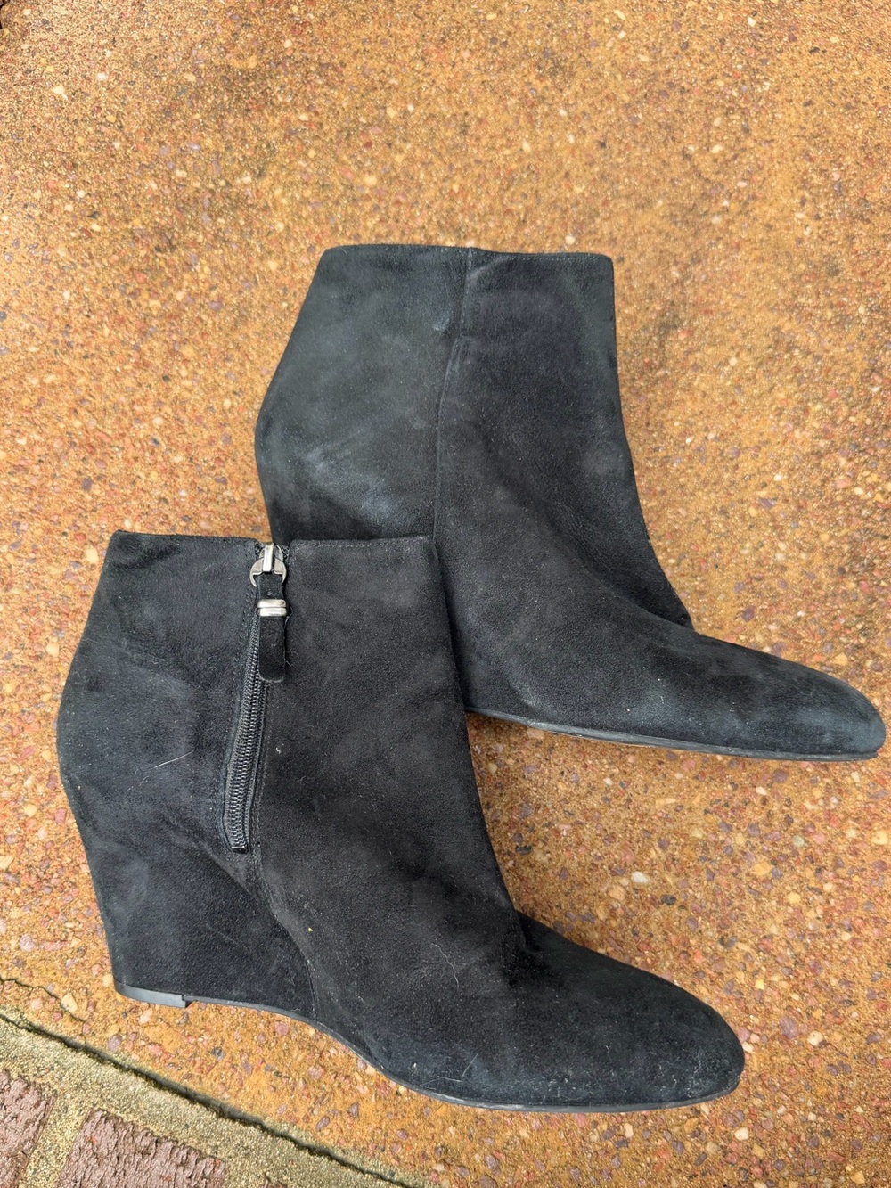 Via Spiga Black Suede Wedge Ankle Booties
